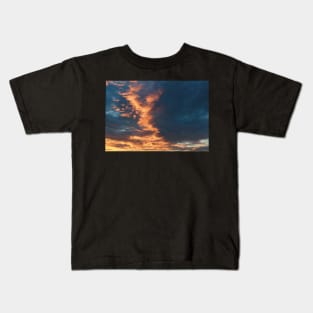 clouds sunset summer evening aesthetic photography blue pink purple orange yellow Kids T-Shirt